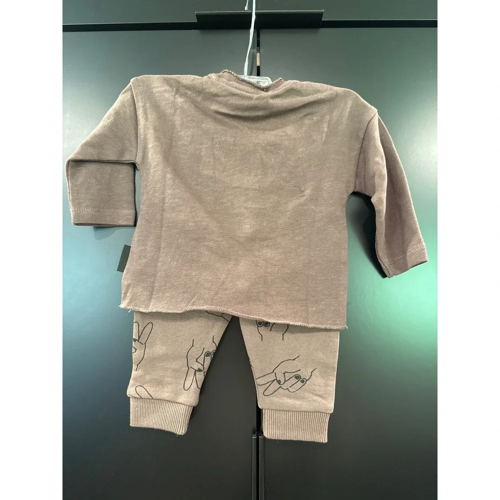 Sproet & Sprout Baby Peace Sign Henley and Jogger Set Brown W22-318 W22-413 6M